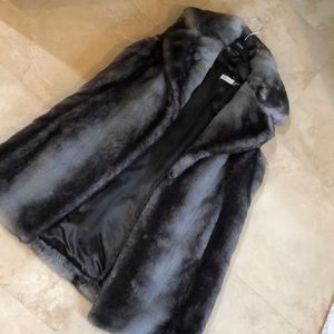 Calvin Klein gray  fake fur vest, size L, NWOT